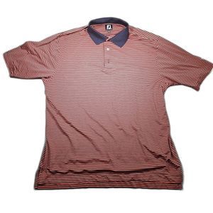 FJ Foot Joy Shirt Men's Extra Large Red/Black Striped Short Sleeve Polo